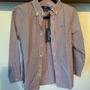 Vineyard Vines boys red/green Gingham Button-Down Shirt